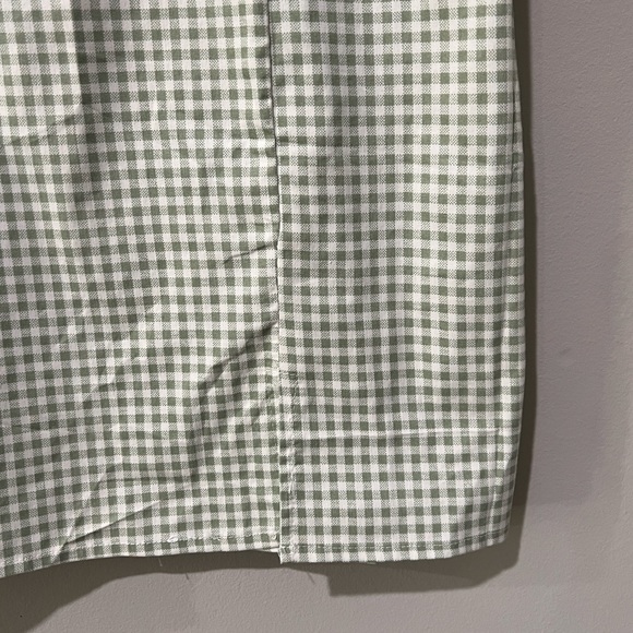 Lulus Happy Chance Sage Green Gingham Square Neck Mini Dress Size Small - Picture 6 of 10